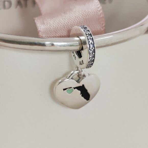 Pandora Florida Map Exclusive Heart Bead Charm S925 Silver Pendant with box - Picture 10 of 10